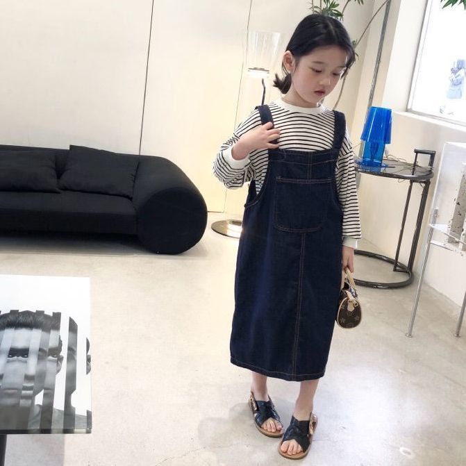 Đầm Yếm Denim Phong Cách Hàn Quốc Thời Trang Mùa Hè Mới Cho Bé Gái 2021