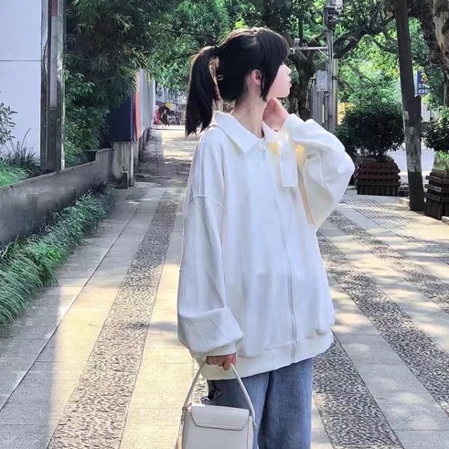 ZHELIHANGFEI Áo Khoác Bóng Chày Tay Dài Cổ POLO Phong Cách Preppy Nhật Bản Dễ Phối Đồ