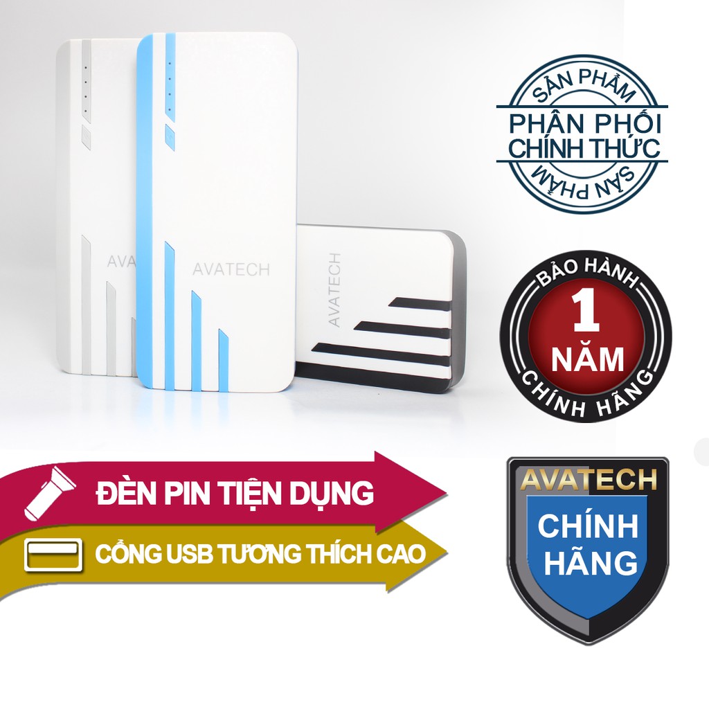 Pin sạc dự phòng AVATECH 12000mAh (Trắng)