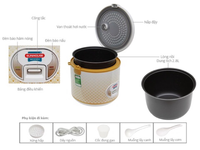 NỒI CƠM ĐIỆN SUNHOUSE SH830