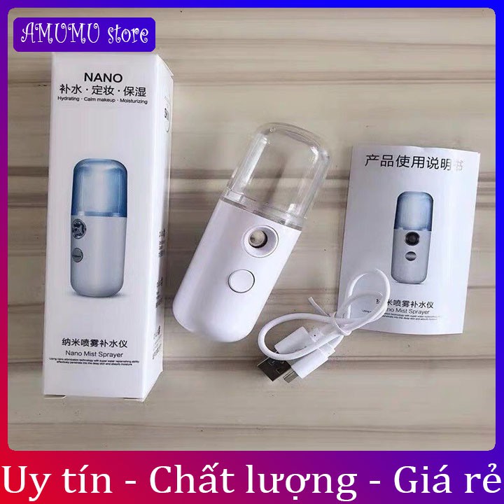 Máy Phun Sương Mini Hình Bò Sữa - Tích Điện Phun Sương Hơi Nước Tạo Ẩm - Xông Hơi - Xịt Khoáng Nano Mini cầm tay