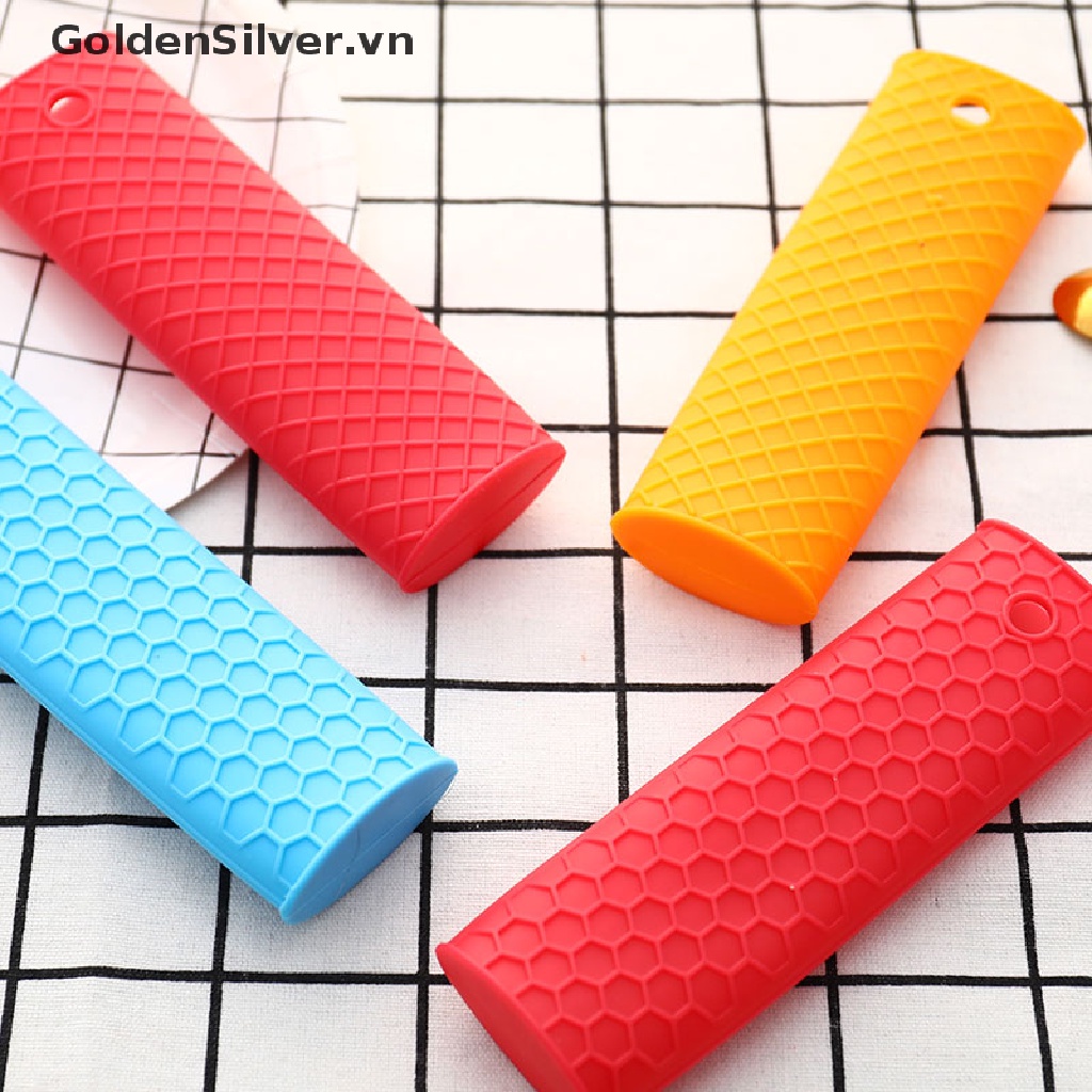 1 Vỏ Bọc Tay Cầm Chảo Bằng Silicon Màu Vàng Kim