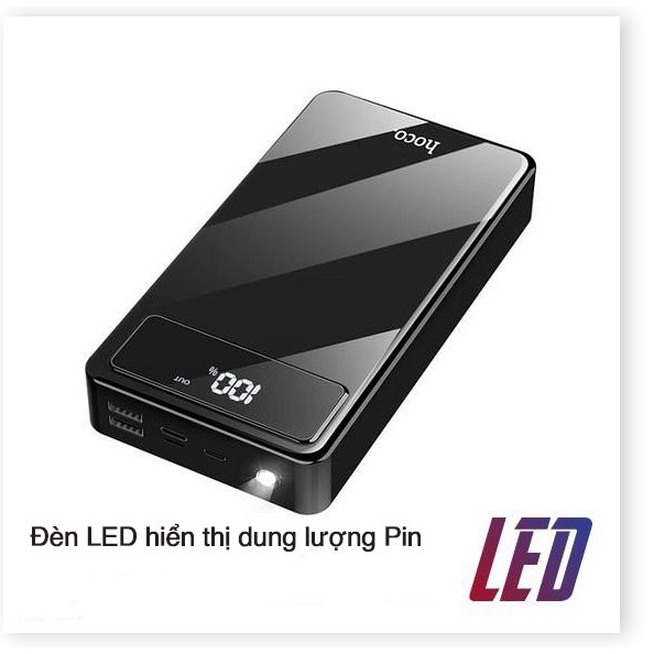 Pin sạc dự phòng Hoco DB119 dung lượng khủng 40000mAh sạc nhanh 2 cổng USB 5V/2A Max tích hợp đèn pin, màn hình LCD  - S