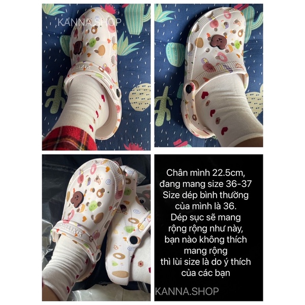 Dép sục nữ Ulzzang kèm sticker gấu - US221 kèm ảnh shop chụp