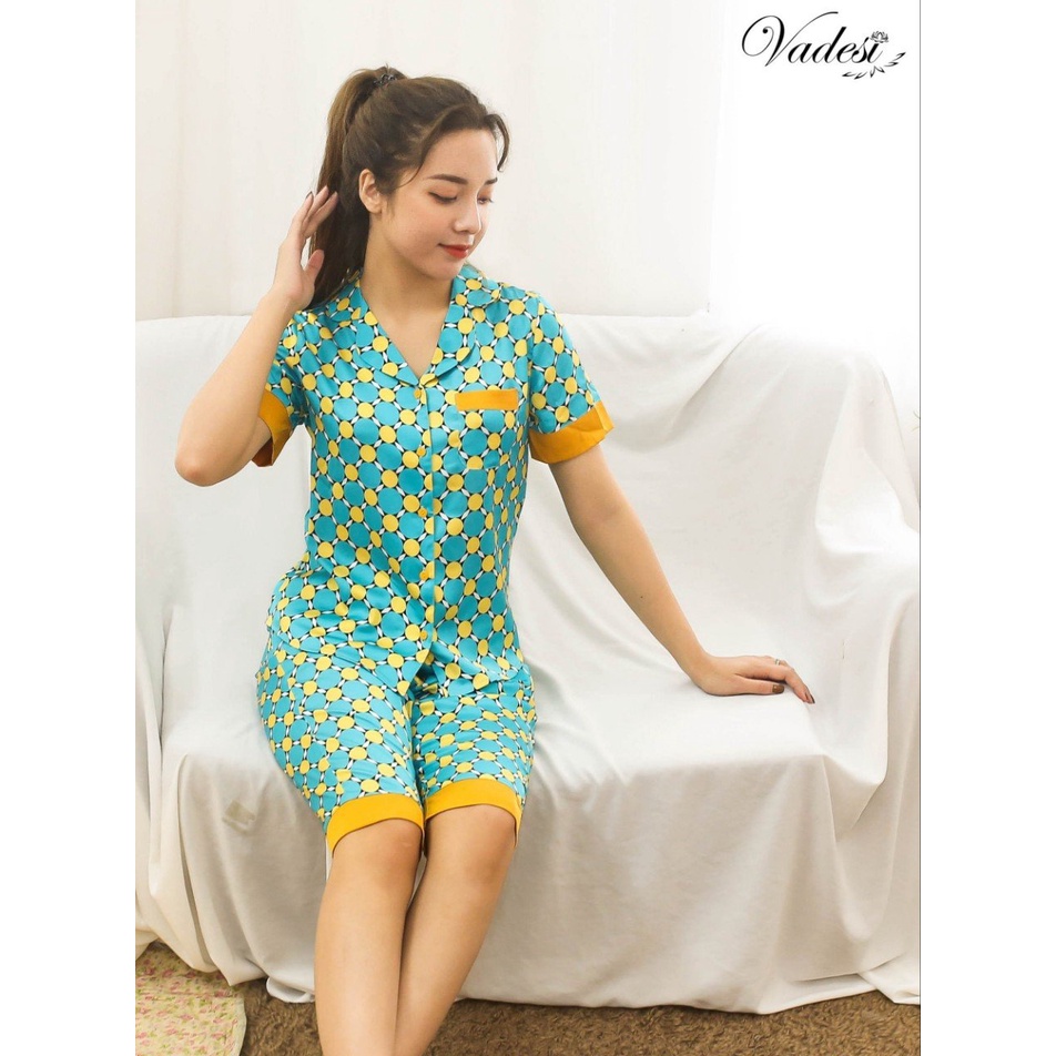 Pijama Bộ Đồ Ngủ Nữ Lửng Tay Ngắn Mặc Nhà Đẹp Mùa Hè Lụa Cao Cấp Thoáng Mát Mềm Mịn Thấm Hút - VADESI