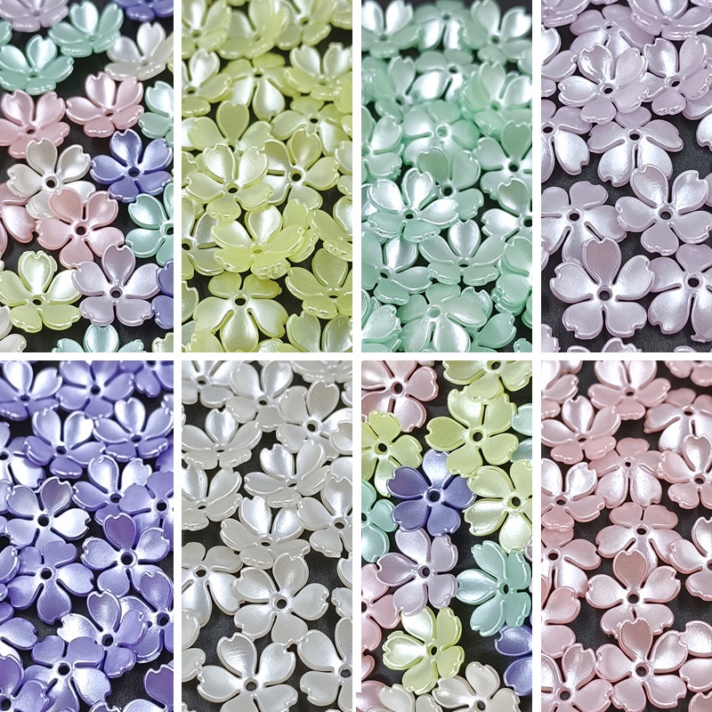 Set 40 Hạt Xâu Làm Trang Sức 14mm Hình Hoa Anh Đào