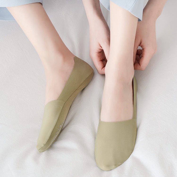 Tất Lười Trơn Màu Dưới Mắt Cá Chân Slipon Mang giày thể thao Giấu Vô Hình Phong cách Ulzzang Vớ ẩn Nữ Cotton
