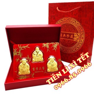 Bộ 3 ông thần tài phúc lộc thọ mạ vàng 24k