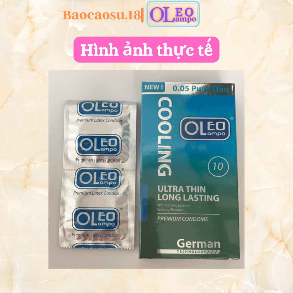 Bao cao su siêu mỏng, gân gai OLEO  COOLING GERMAN 0.05mm 10s. Bao cao su siêu mỏng, gân gai, chống xuất tinh sớm.