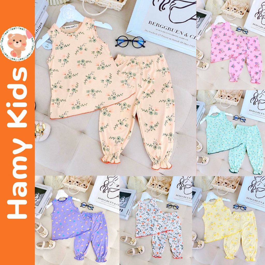 Bộ Ba Lỗ Quần Alibaba Minky Mom Chính Hãng Cho Bé Gái Hoa Nhí in Toàn Thân Thun Lạnh Thoáng Mát Bé Từ 0-5 Tuổi-Hamykids