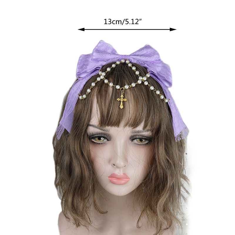 Băng Đô Ren Nhiều Lớp Đính Ngọc Trai Phong Cách Lolita