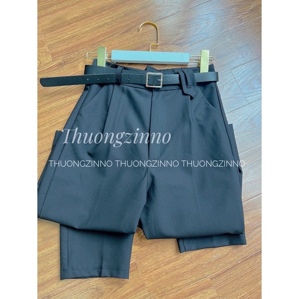 [Ảnh thật/Video] Quần baggy chất trượt thái mịn Quần âu vải baggy nữ form vừa mặc mát tặng kèm đai siêu hách dáng