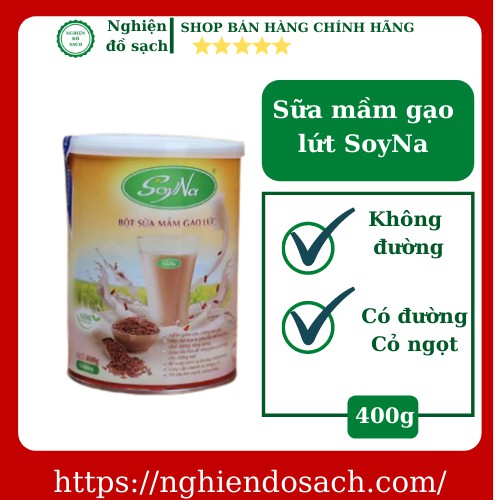 sữa gạo lứt Soyna 400g, dành cho người già, giảm cân, tiểu đường, mỡ máu