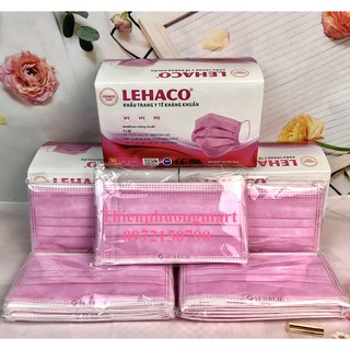 Khẩu trang y tế 4 lớp Lehaco màu HỒNG Kháng Khuẩn hộp 50 cái - Khẩu trang Lehaco 4 lớp Kháng Khuẩn