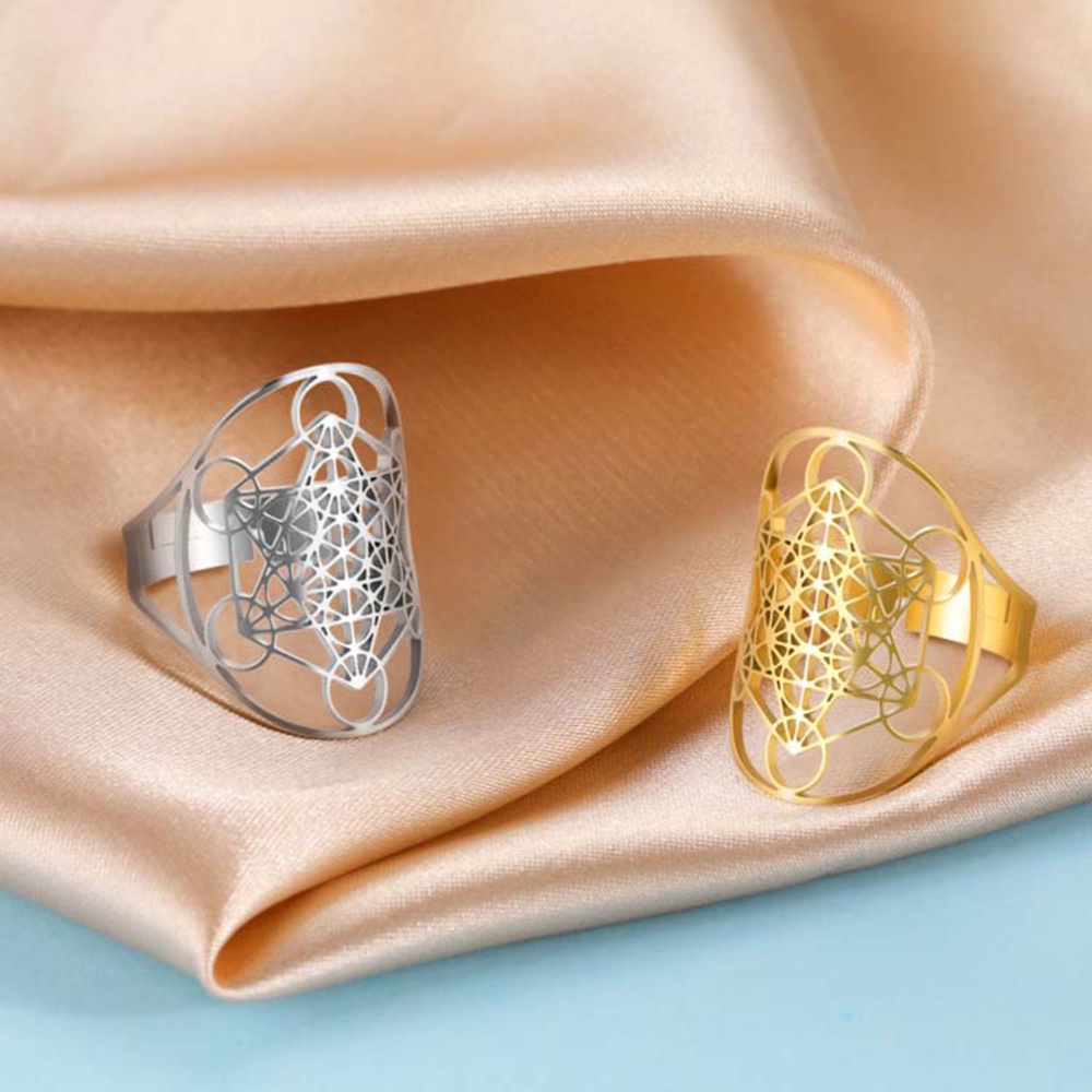 Nhẫn Đeo Tay Bằng Thép Không Gỉ Tông Màu Vàng Vnox Guardian Angel Metatron Cho Nữ