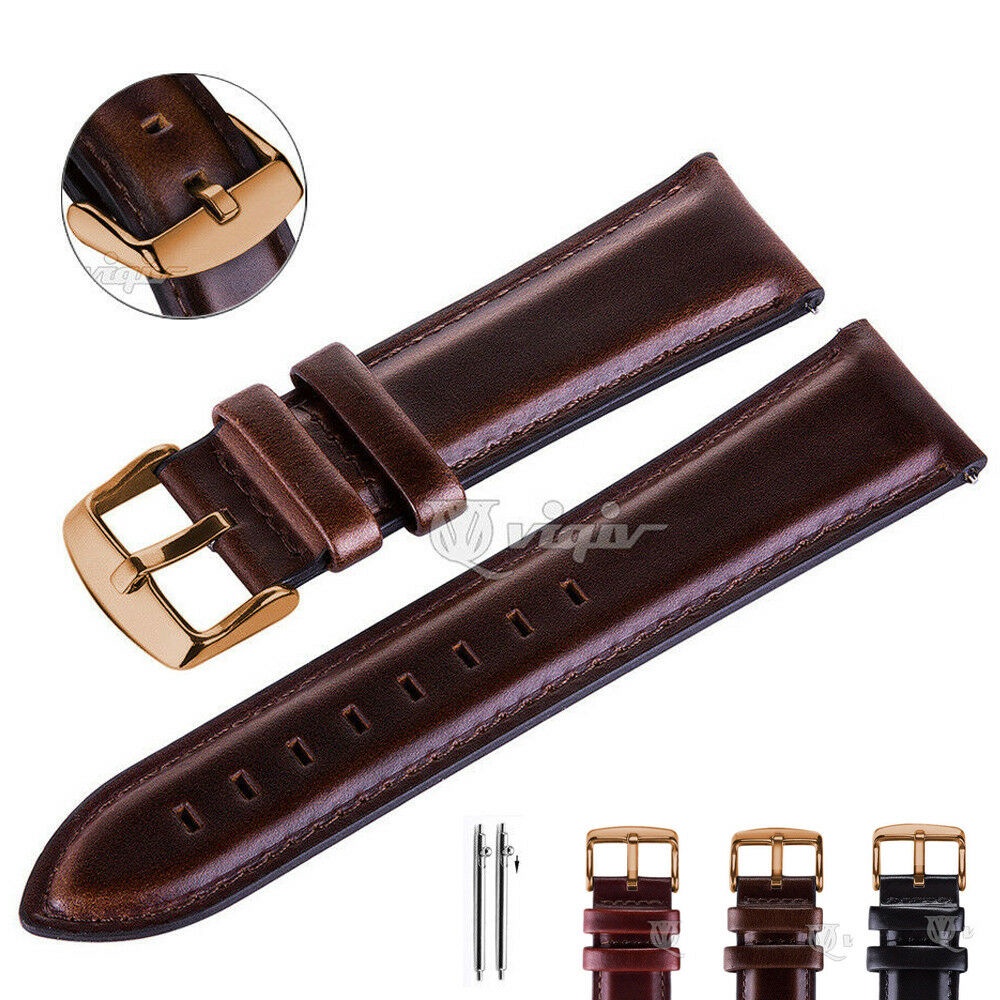 Dây Đồng Hồ Bằng Da Thật 18 20 22mm Kèm Chốt Tháo Gỡ Nhanh