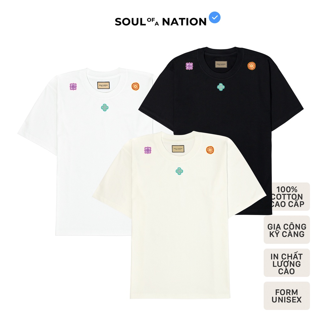 Áo thun unisex In hình cao cấp những viên GẠCH BÔNG MINI Ver 2 form basic 100% cotton SOUL OF A NATION - Trắng/Đen/Kem