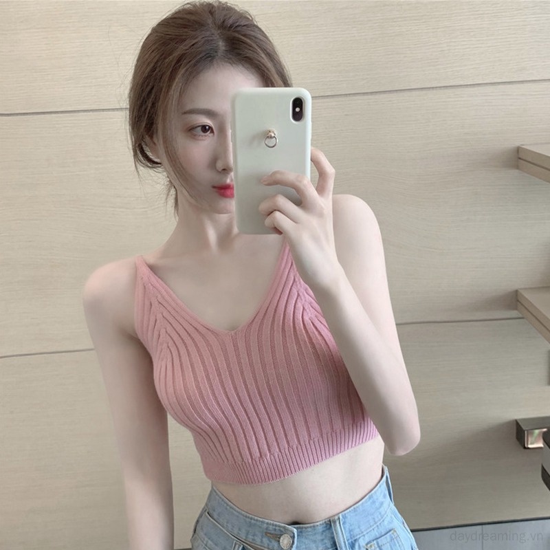 Áo Croptop Hai Dây Màu Sắc Trơn Mỏng Nhẹ Thời Trang Cho Nữ