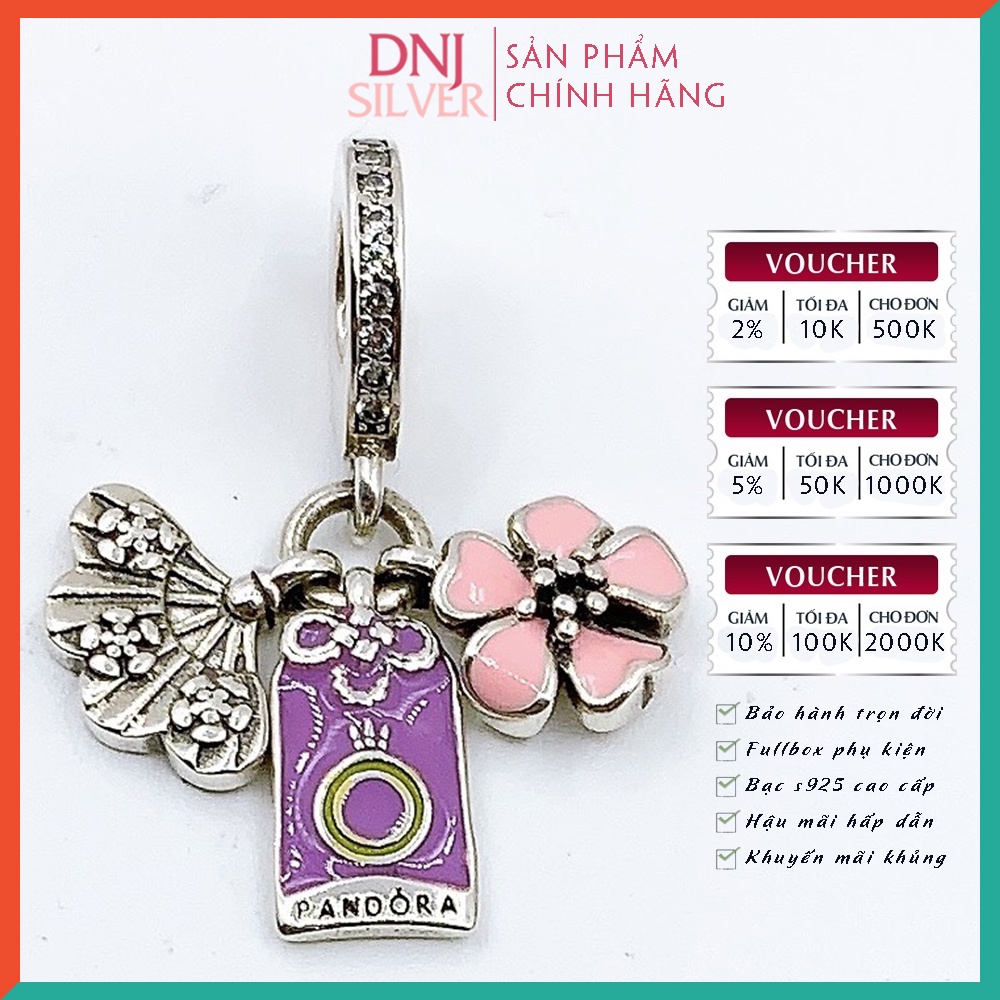 Vòng tay bạc 925 cao cấp - Vòng tay charm Lucky Lovely Purple, tím mộng mơ, thủy chung, tình yêu, may mắn  - DNB037