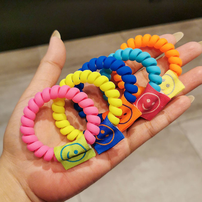 Dây cột tóc mặt cười màu kẹo dạ quang đơn giản thời trang Hàn Quốc cho nữ f413