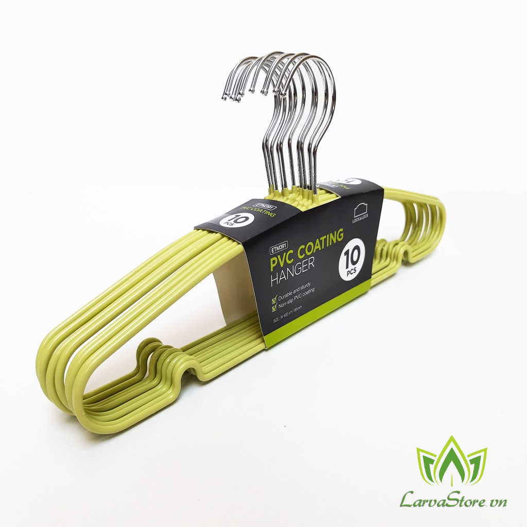 Set 10 Móc Treo Quần Áo Ettom Bằng Kim Loại Bọc Nhựa PVC Lock&amp;Lock ETM391