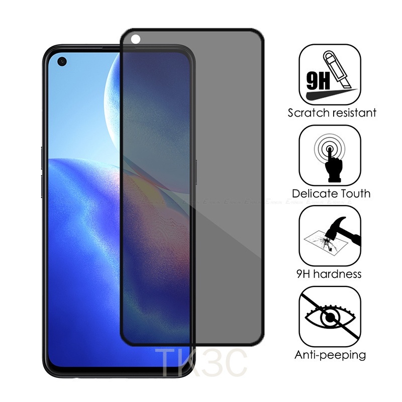 Ốp điện thoại mặt kính cường lực bảo vệ toàn diện chống nhìn trộm cho OPPO Reno 6 6Z Reno 5 4 3 Pro 2F 10x Zoom