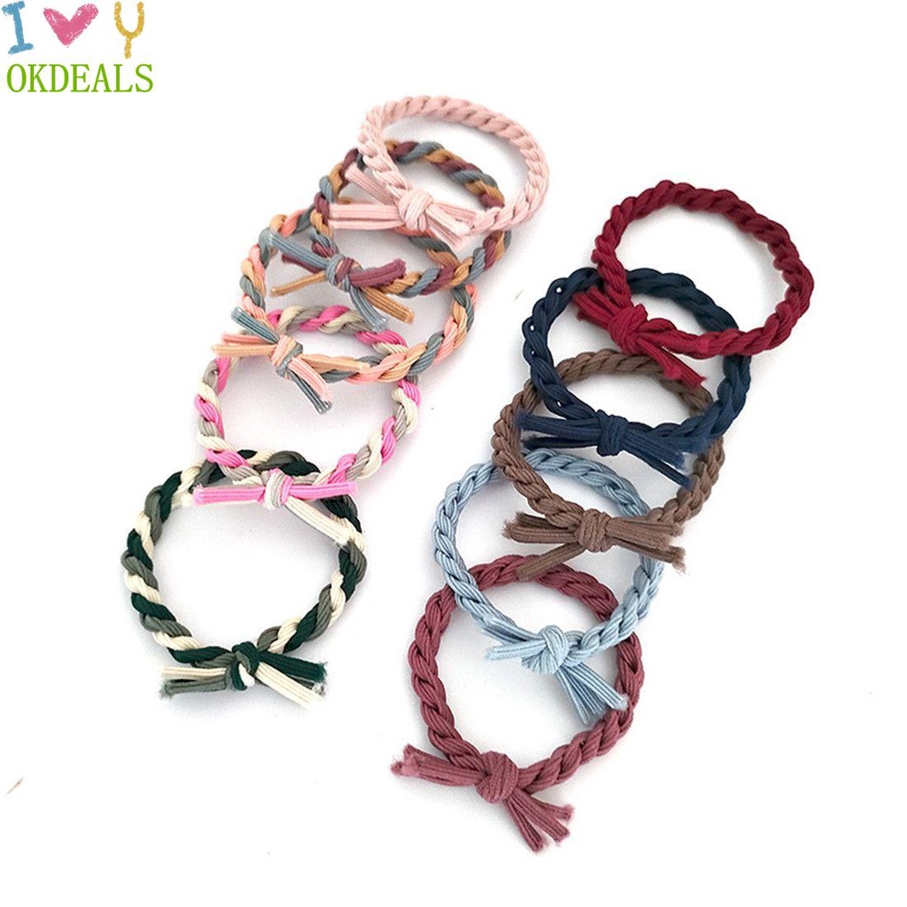 Dây buộc tóc bện thủ công thắt nút dày có độ co giãn cao thời trang dành cho nữ