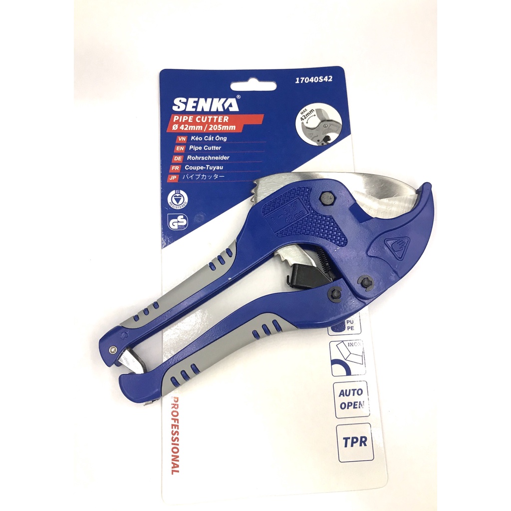SENKA 1 Kéo cắt ống nhựa PVC PPR max 42mm Lưỡi Inox 3 điểm có chức năng TỰ HỒI