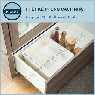 Thùng Đựng Gạo Cao Cấp Inochi Sendai 12 KG - Nắp Nhựa Kín Kháng Khuẩn Chống Ẩm Thông Minh Đạt Tiêu Chuẩn Nhật Bản