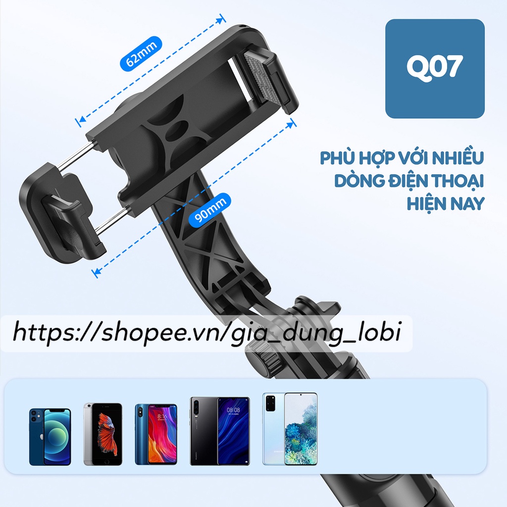 Gậy chụp ảnh 3 chân có đèn led Q02S gậy tự sướng selfie chụp hình bluetooth điều khiển từ xa xoay nhiều góc độ