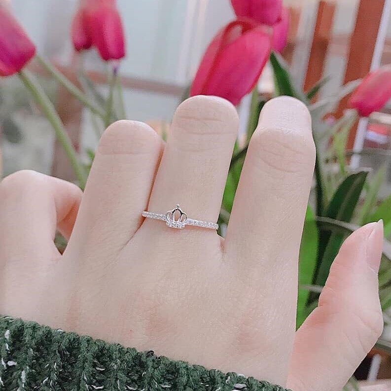 Nhẫn nữ bạc ta vương miện đính đá - Kho sỉ bạc Nhất Linh