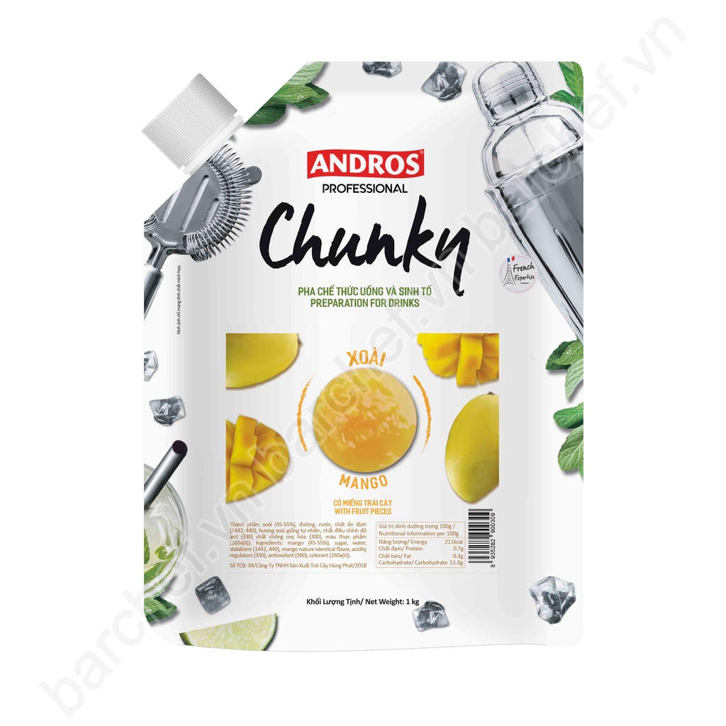 Mứt Chunky Xoài Andros (Mango Chunky) - túi 1kg