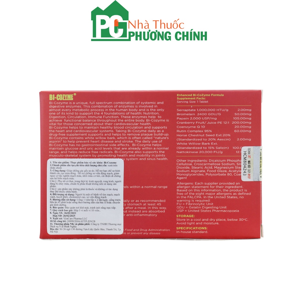 Viên Uống Hỗ Trợ Điều Hòa Huyết Áp, Phòng Chống Tai Biến Mạch Máu Não Bi Cozyme Hộp 30 Viên