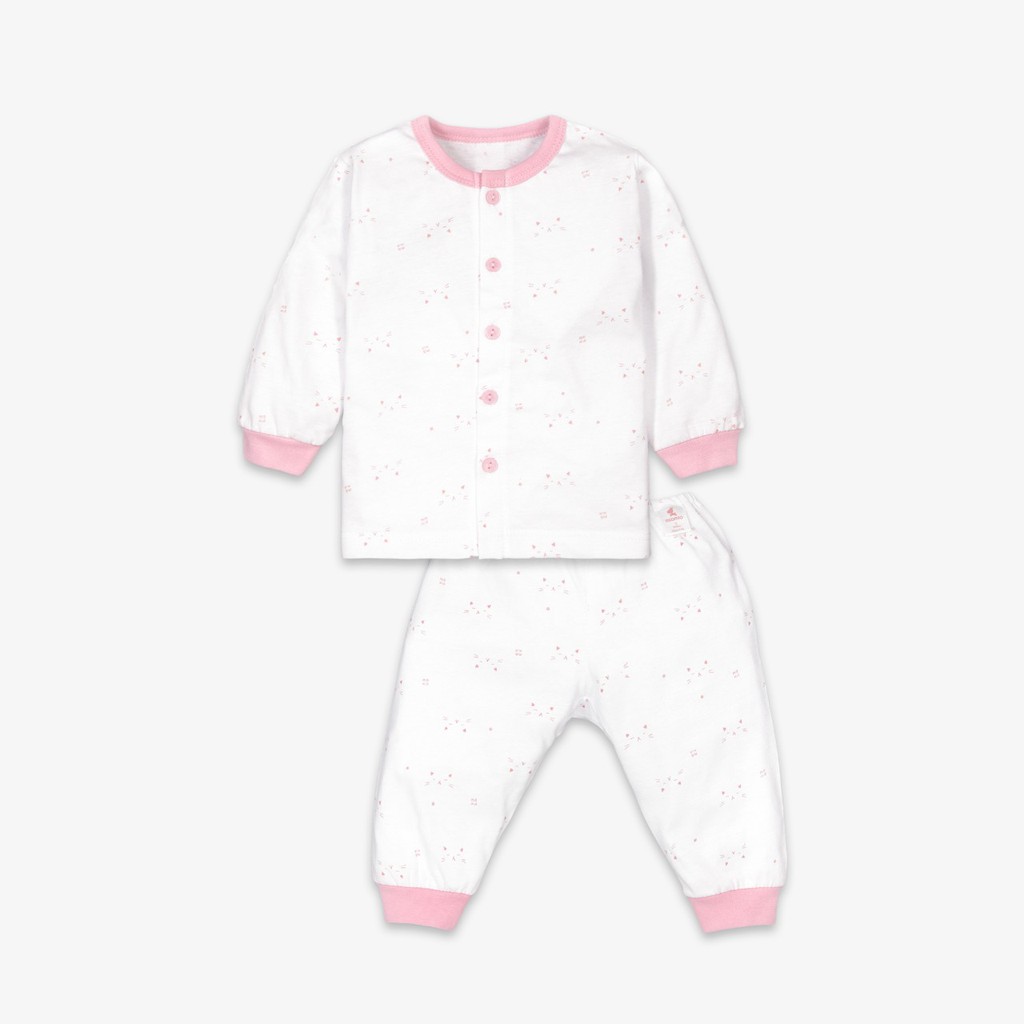 Bộ Sơ Sinh Dài Tay Cài Nút Giữa MIOMIO. Dành Cho Bé Gái Bé Trai Từ 0 tháng- 24 tháng, 100% Cotton Cao Cấp, In Mặt Mèo