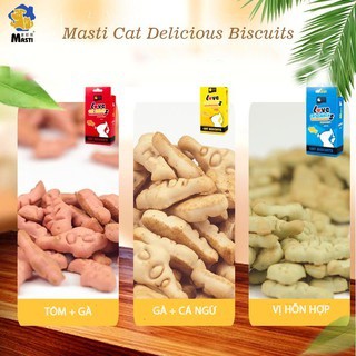 Thức ăn vặt cho chó mèo bánh quy Masti Love hình cá -100g CSP60