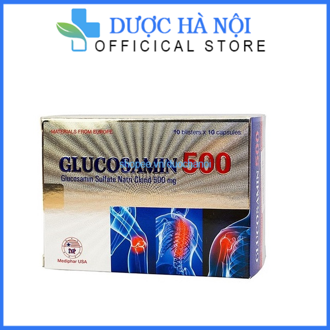 Viên uống Glucosamin 500mg ngăn ngừa thoái hóa khớp giúp xương chắc khỏe hộp 100 viên
