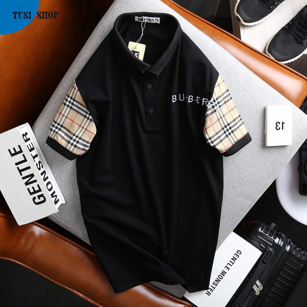 [SIÊU GIẢM GIÁ] Áo thun tay ngắn cổ trụ, áo cổ bẻ nam nữ thiêu chữ burberri | BigBuy360 - bigbuy360.vn