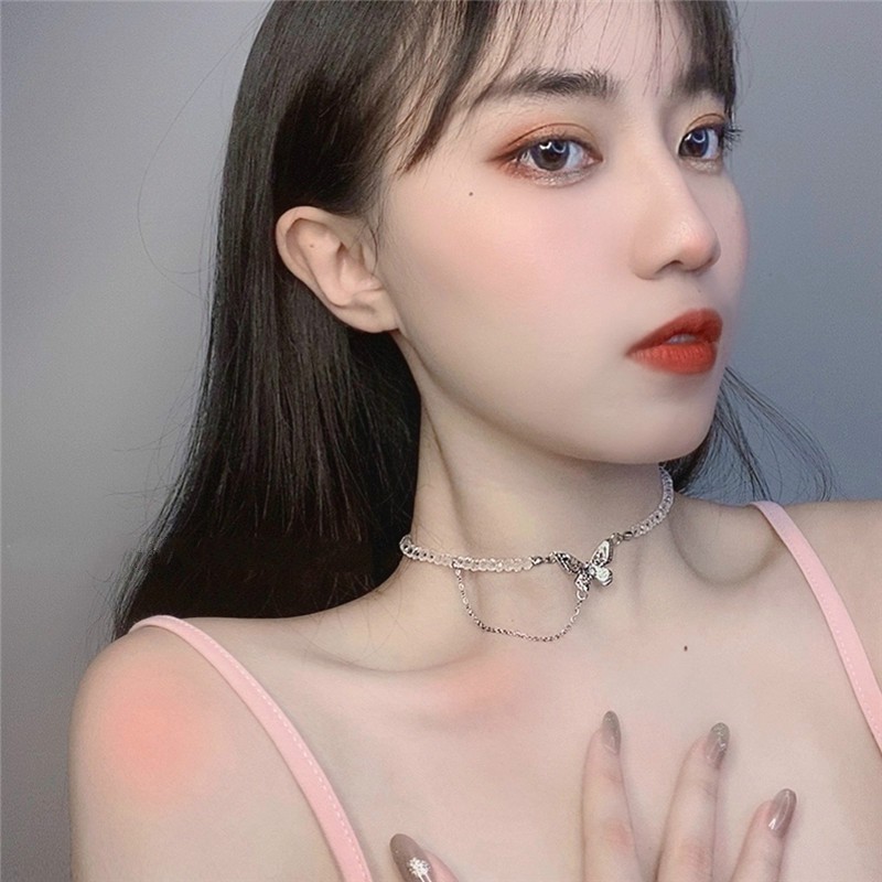 Vòng Cổ Mặt Cánh Bướm Đính Pha Lê Phong Cách Vintage Thời Trang
