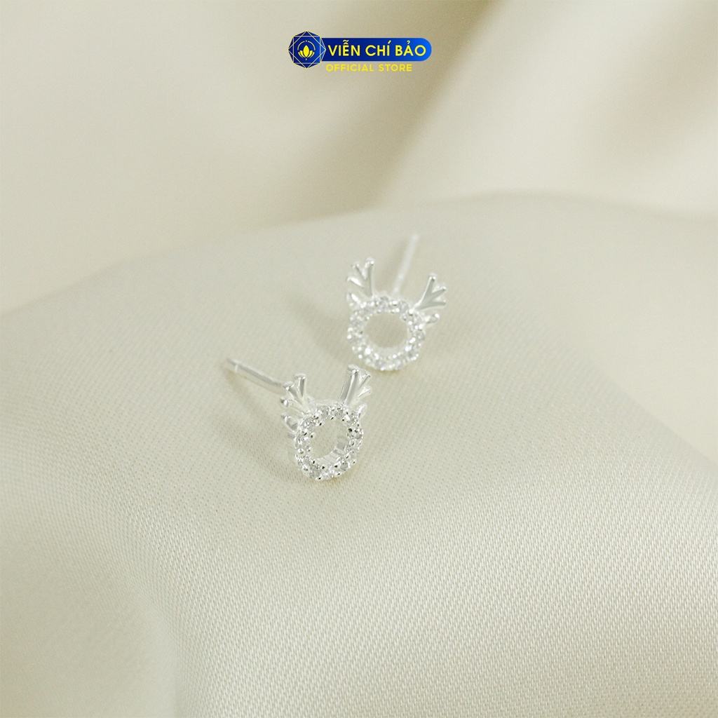 Bông tai bạc nữ hình Tuần Lộc đính đá chất liệu bạc 925 thời trang phụ kiện trang sức Viễn Chí Bảo E0103