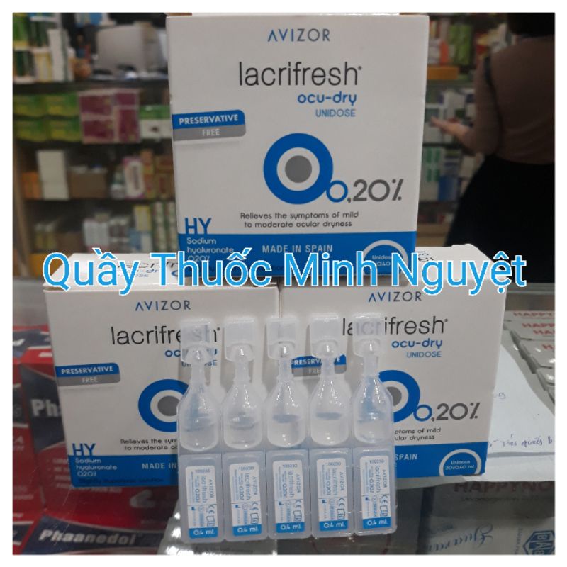 Dung dịch AVIZOR LACRIFRESH ocu-dry 0.20% hộp 20 tép dành cho mắt khô mỏi