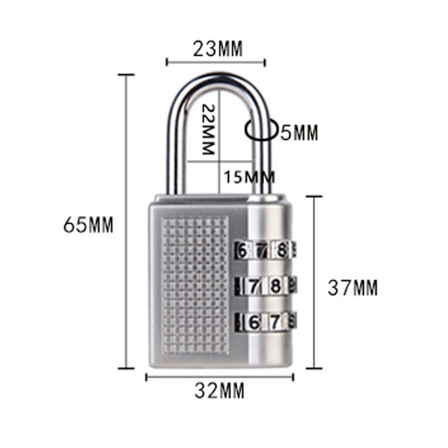 Ổ khóa inox 3 số dùng bảo vệ hành lý, vali, balo bền tiện dụng an toàn