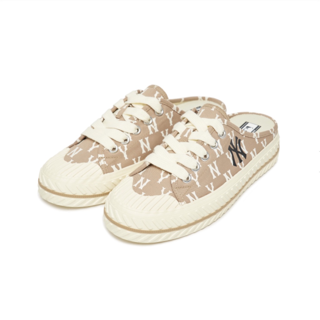 Giày MLB Mule Monogram Beige 2022Hàng Chính Hãng Giày MLB Playball Mule Đạp Gót Hàn Quốc Chuẩn Auth - Simple Sneaker