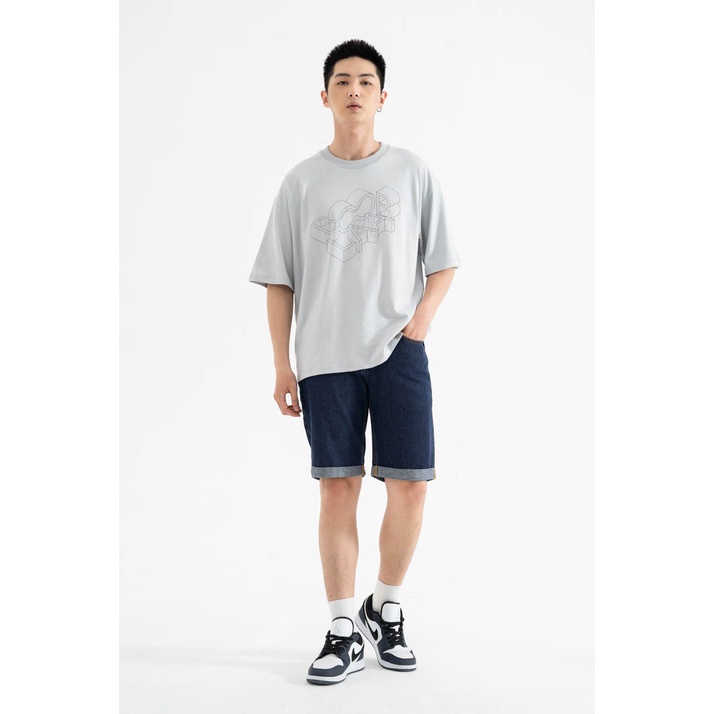 Quần Short BOO Nam Vải Jeans Dáng Rộng Đính Logo BOOLAAB