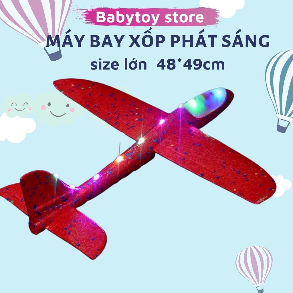 Máy Bay Xốp Siêu Lượn Megagift Cỡ To (48 x 49 cm)Máy Bay Xốp Ném Tay Nhiều Màu có đèn led phát sáng, babytoys2021