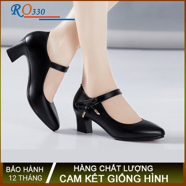 Giày sandal nữ cao gót 5p hàng hiệu rosata ba màu đen đỏ kem ro330