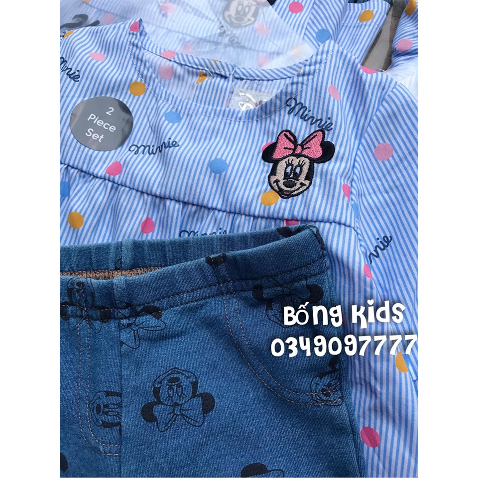 Bộ Sơ Mi Bé Gái Minnie Chấm Bi PR