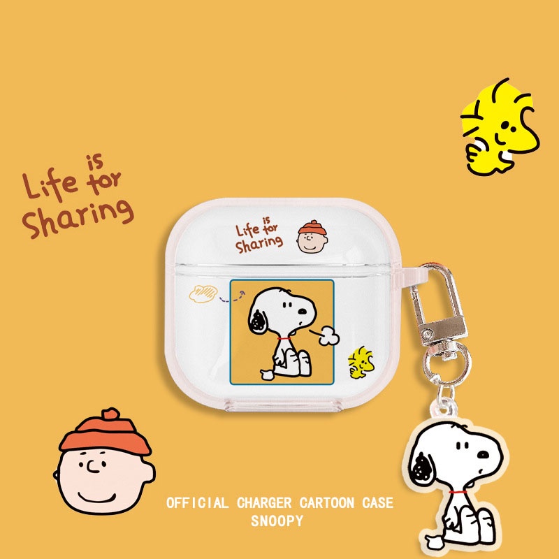 Vỏ Bảo Vệ Hộp Sạc Tai Nghe Airpods Pro 4 TWS / Mini Pro 5 / Pro 4TWS Trong Suốt Họa Tiết Hoạt Hình Dễ Thương Kèm