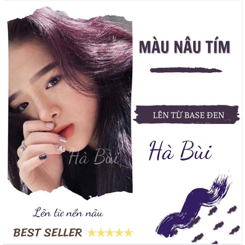 Thuốc Nhuộm Tóc  Màu Tím Đen Nâu Tím Lavender  Tặng Oxy Trợ Nhuộm, Cần Lền Tóc Nâu