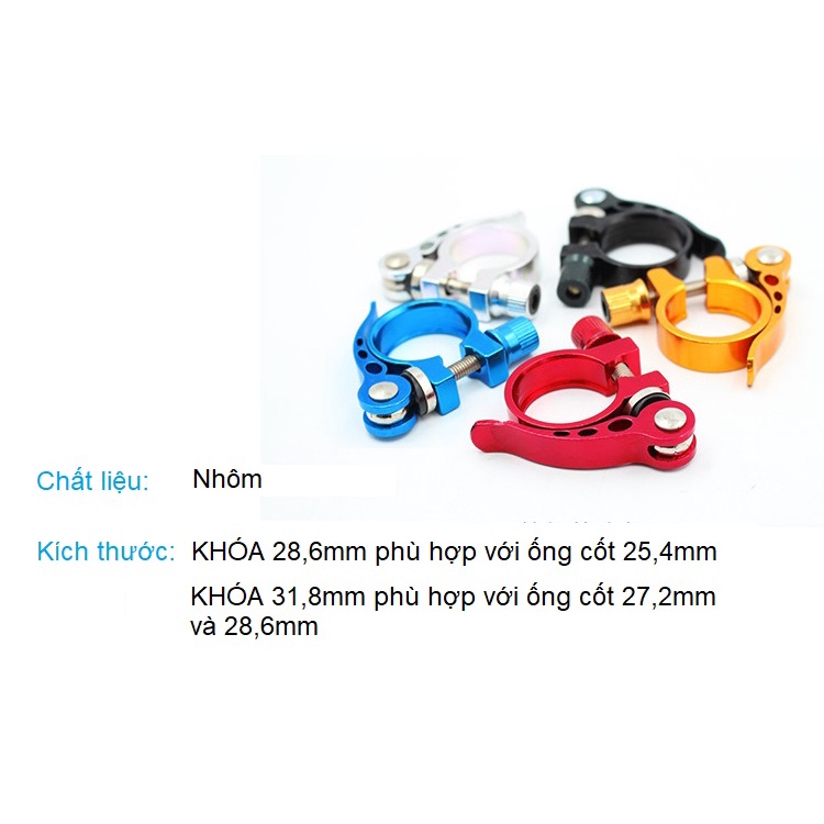 Khóa Cốt Yên Xe Đạp - Dụng Cụ Tăng Giảm Độ Cao Yên Xe - Loại 28,6mm - 31