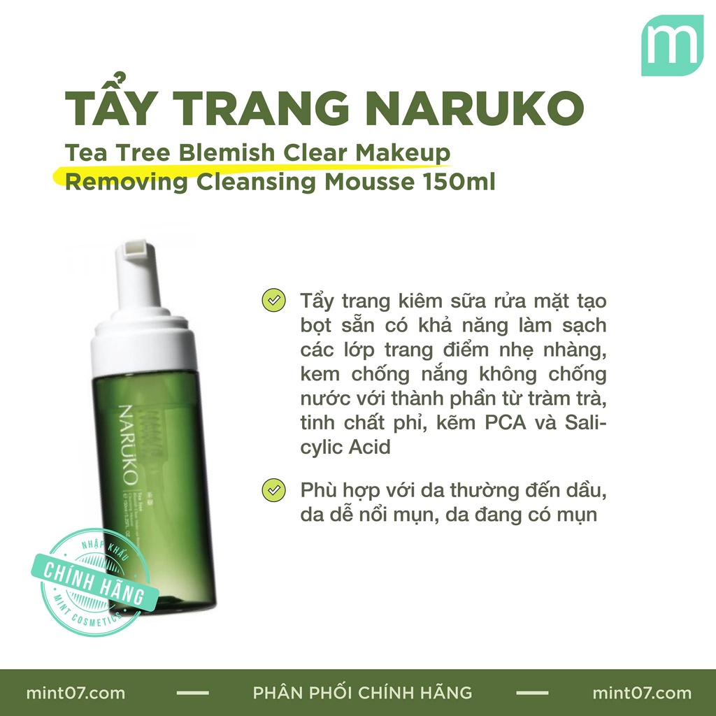 Sữa rửa mặt kiêm tẩy trang Naruko Tea Tree 150ml